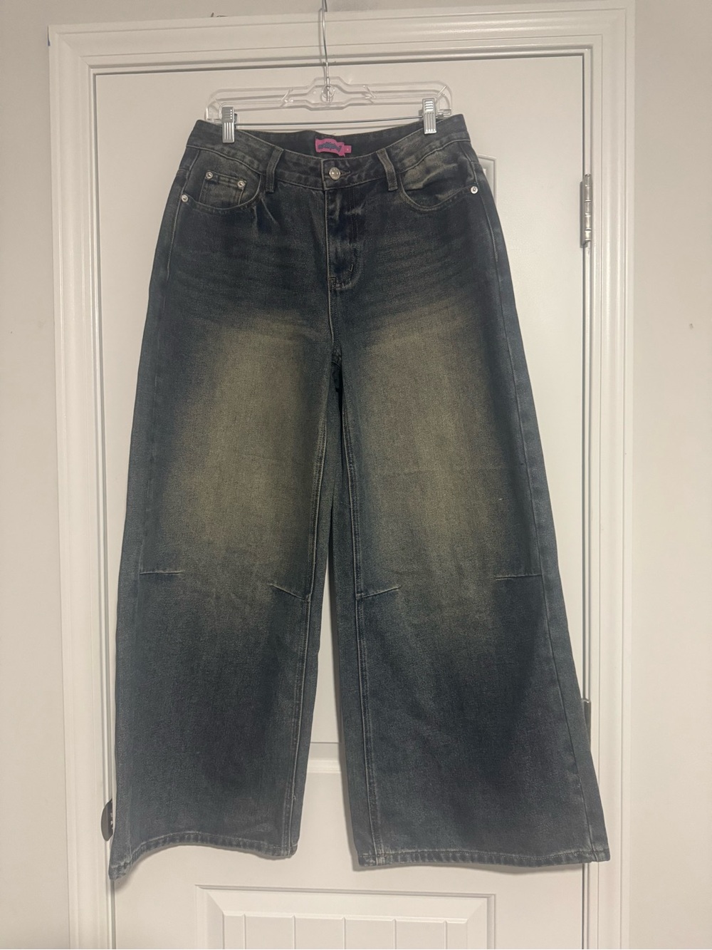 Edikted Blue Faded Wide-Leg Jeans
